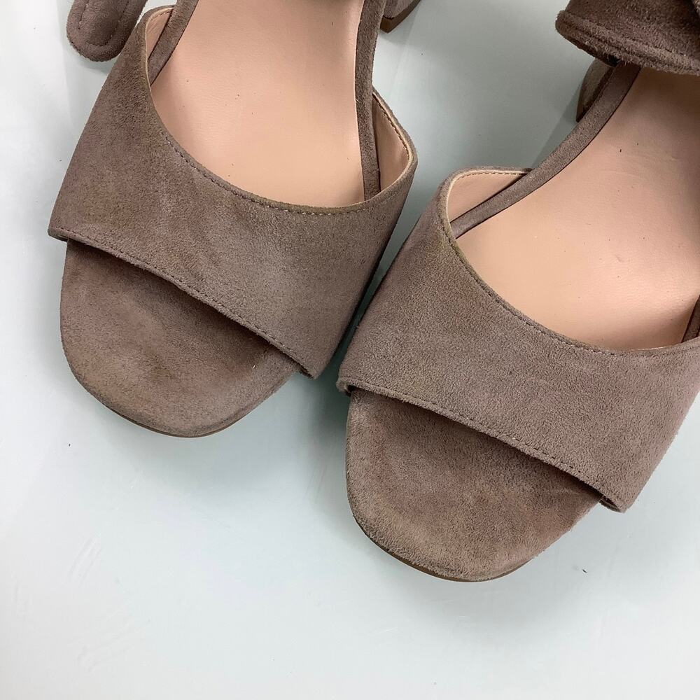 Karl Lagerfeld Racha Nude Suede Ankle tie Block heels warp sandals SZ 7.5M - Picture 7 of 12